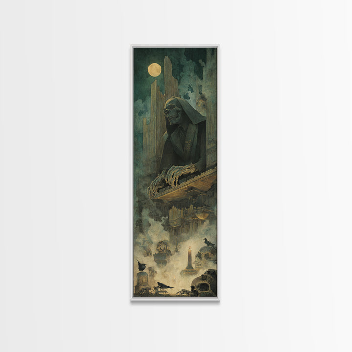 The Phantom Organist, Surreal Apocalyptic Art, Tall Narrow Wall Art, Gothic Horror Wall Art, Canvas Print, Halloween Wall Art