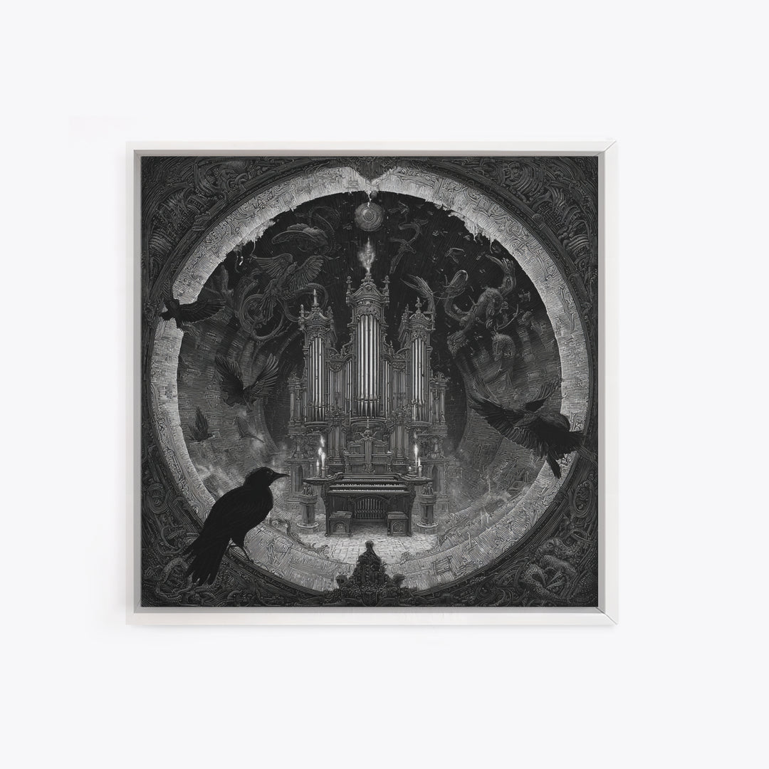 The Phantom Organist, Biomechanical Horror Art, Square Wall Art, Macabre Wall Art, Canvas Print, Halloween Wall Art, Gothic Home Decor