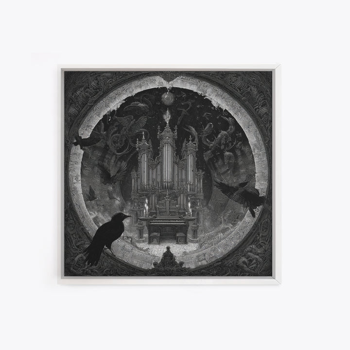 The Phantom Organist, Biomechanical Horror Art, Square Wall Art, Macabre Wall Art, Canvas Print, Halloween Wall Art, Gothic Home Decor