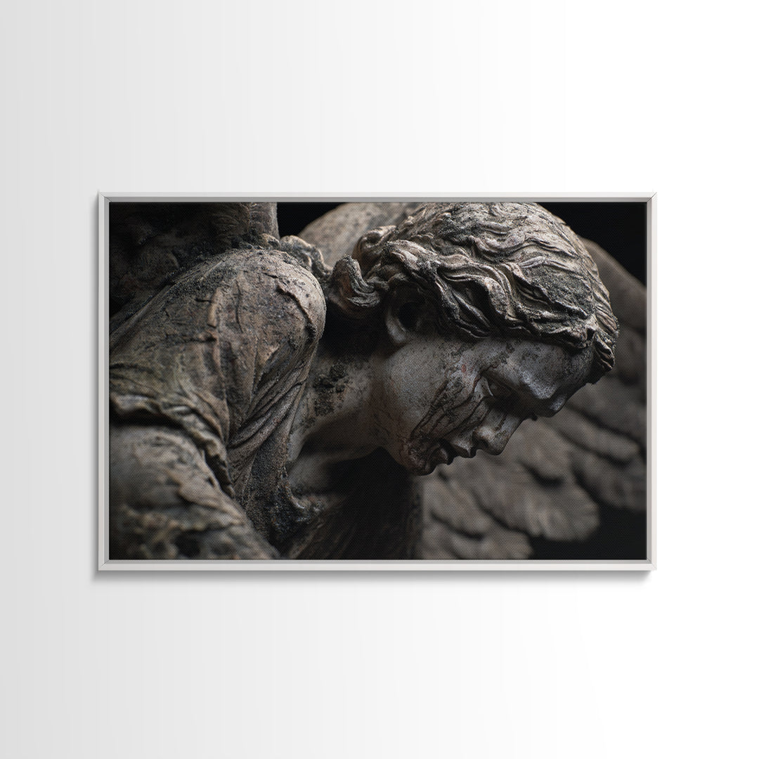 The Weeping Cemetery Angel, Dark Renaissance Art, Landscape Wall Art, Gothic Horror Wall Art, Canvas Print, Halloween Wall Art