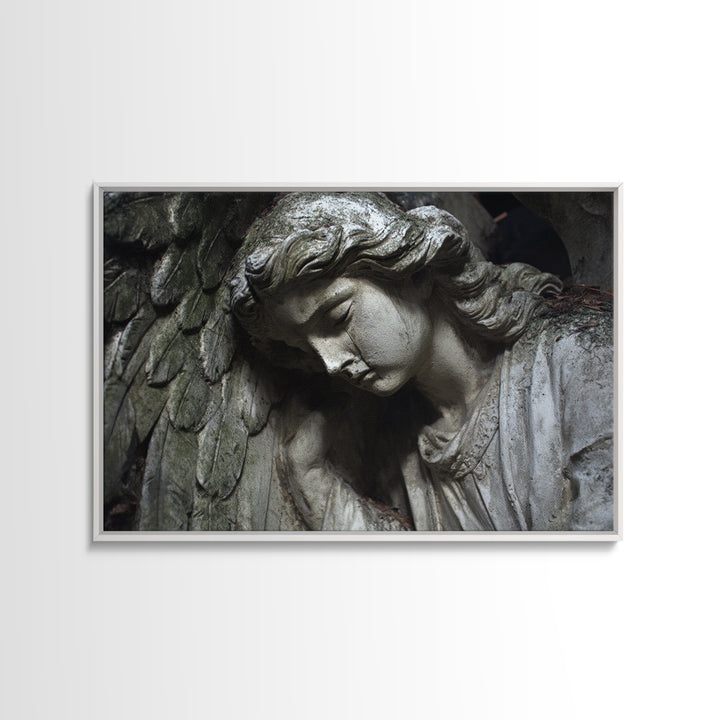 The Weeping Cemetery Angel, Gothic Nightmare Art, Landscape Wall Art, Dark Halloween Decor, Canvas Print, Halloween Wall Art