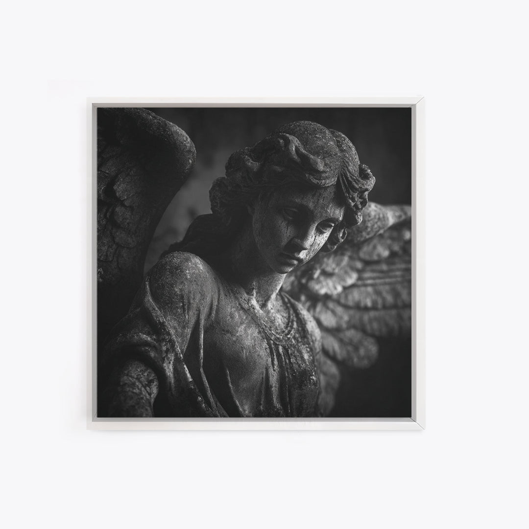The Weeping Cemetery Angel, Biomechanical Horror Art, Square Wall Art, Gothic Horror Wall Art, Canvas Print, Halloween Wall Art