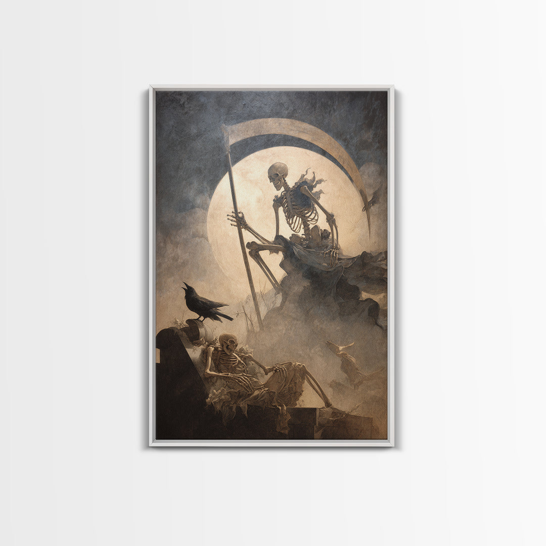 The Fog-Bound Reaper, Gothic Nightmare Art, Vertical Wall Art, Macabre Wall Art, Canvas Print, Halloween Wall Art, Statement Wall Art