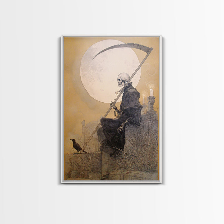 The Fog-Bound Reaper, Decadent Gothic Art, Vertical Wall Art, Dark Fantasy Wall Art, Canvas Print, Halloween Wall Art