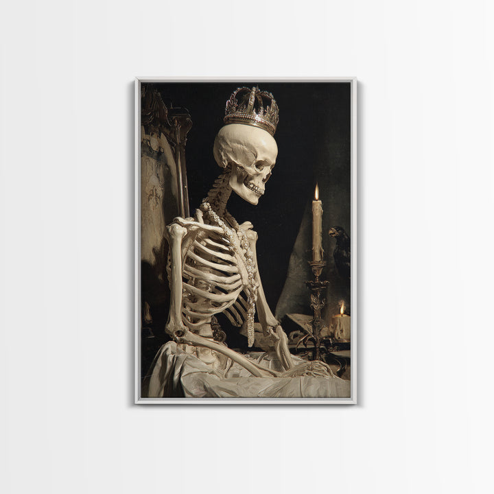 The Bone Queen, Dark Renaissance Art, Vertical Wall Art, Macabre Wall Art, Canvas Print, Halloween Wall Art