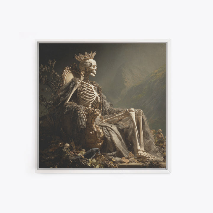 The Bone Queen, Baroque Witchcraft Art, Square Wall Art, Macabre Wall Art, Framed Canvas Print, Halloween Wall Art, Halloween Decor