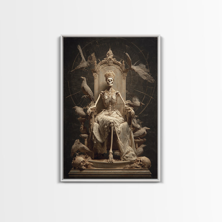 The Bone Queen, Gothic Nightmare Art, Vertical Wall Art, Dark Halloween Decor, Framed Canvas Print, Halloween Wall Art