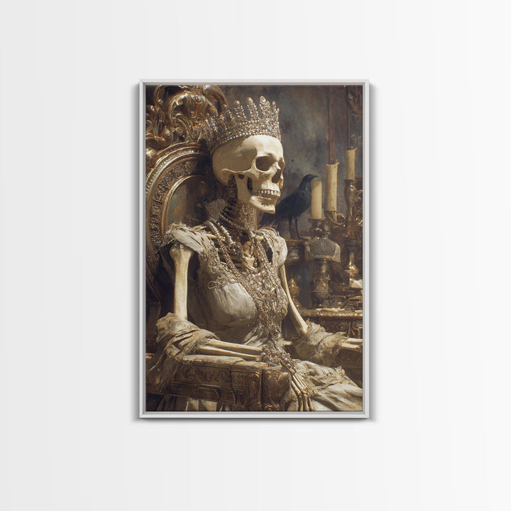 The Bone Queen, Ornate Symbolist Art, Vertical Wall Art, Dark Fantasy Wall Art, Canvas Print, Halloween Wall Art, Horror Wall Art