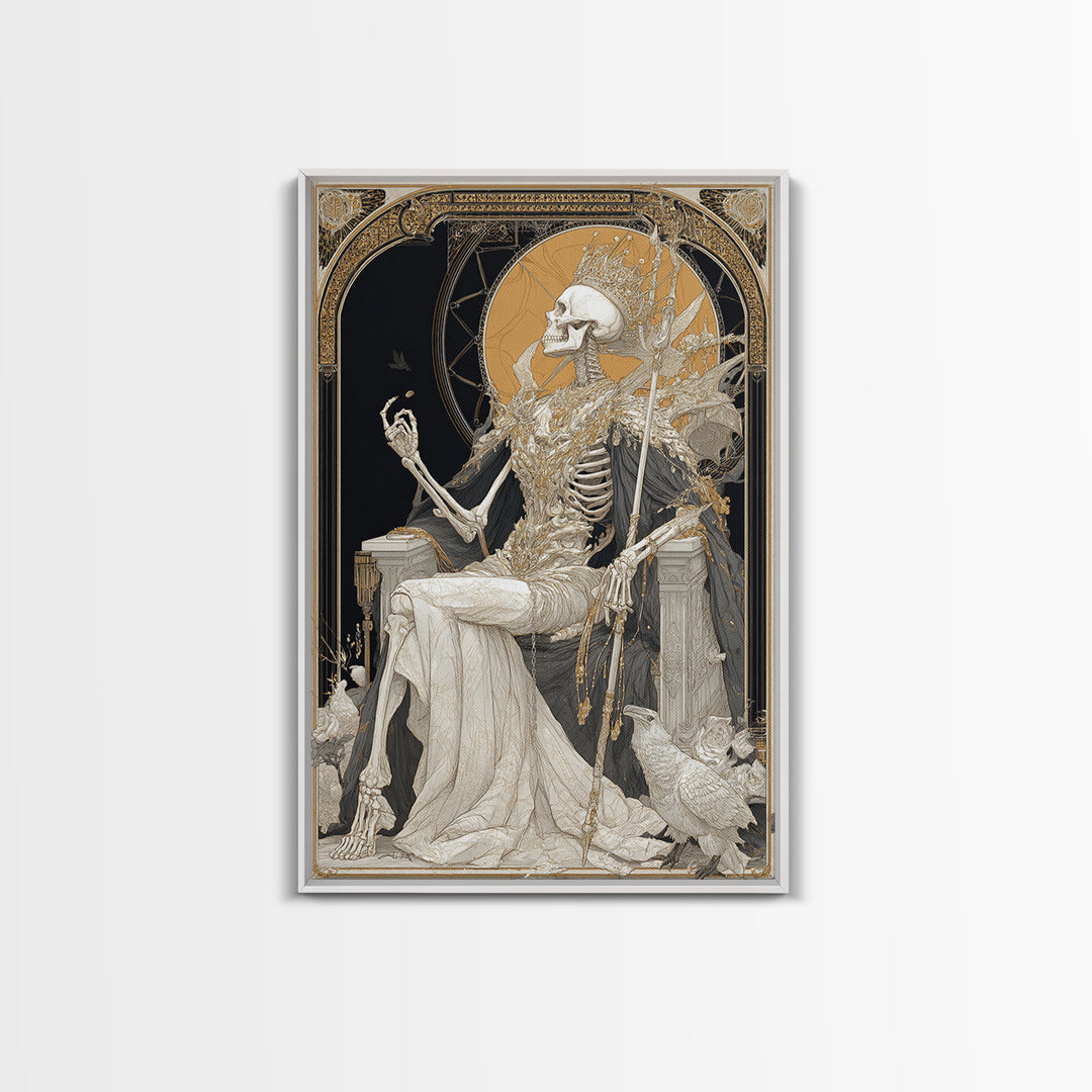 The Bone Queen, Symbolist Death Art, Vertical Wall Art, Macabre Wall Art, Canvas Print, Halloween Wall Art, Gothic Home Decor