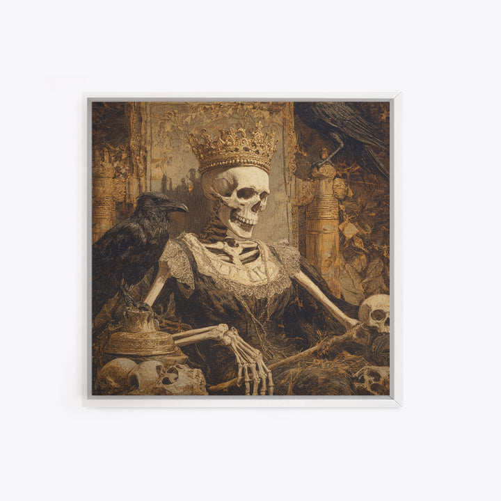 The Bone Queen, Symbolist Etching Art, Square Wall Art, Dark Fantasy Wall Art, Canvas Print, Halloween Wall Art, Horror Wall Art