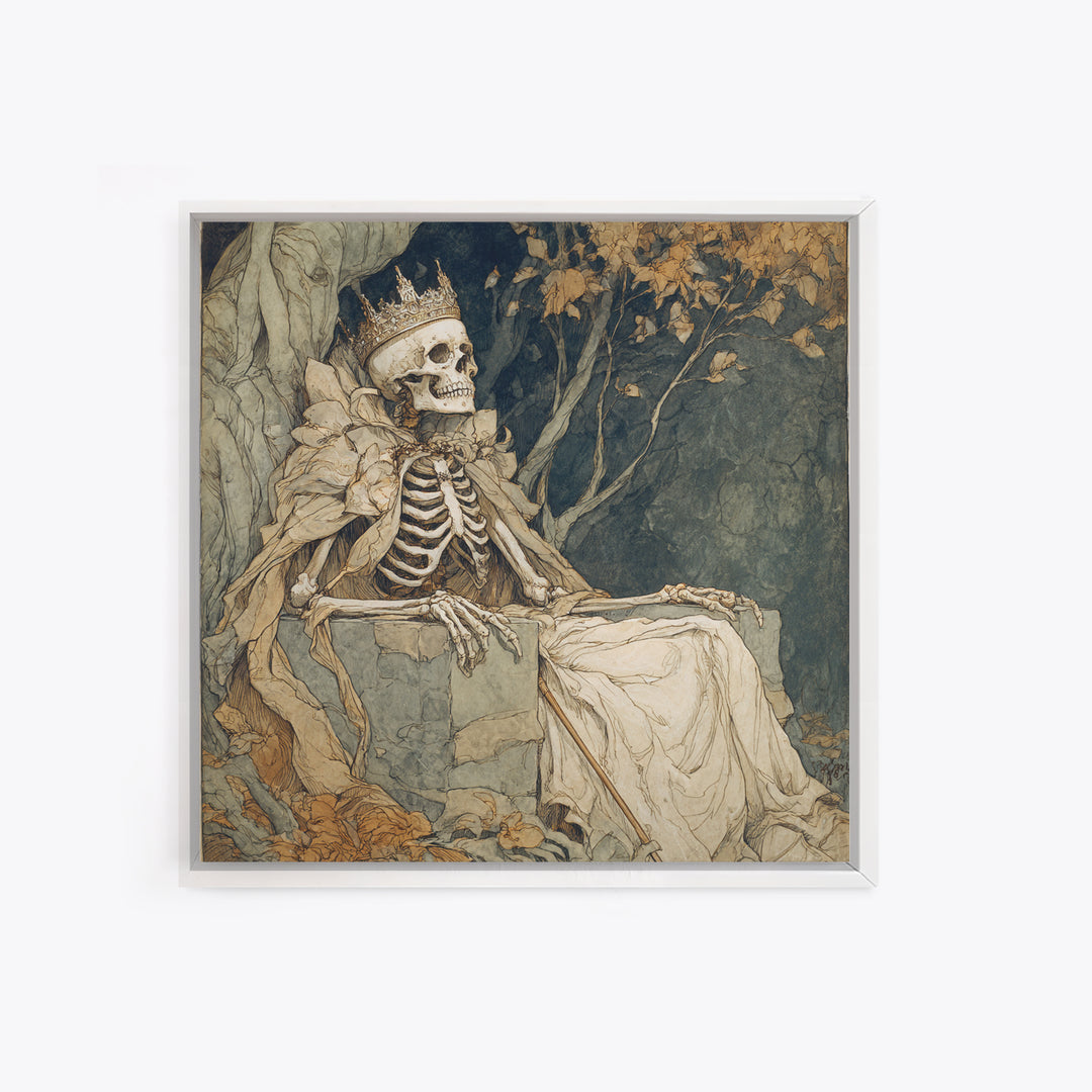 The Bone Queen, Gothic Storybook Art, Square Wall Art, Gothic Horror Wall Art, Canvas Print, Halloween Wall Art, Gothic Home Decor