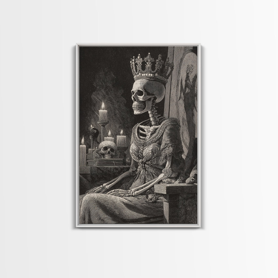 The Bone Queen, Victorian Macabre Art, Vertical Wall Art, Macabre Wall Art, Framed Canvas Print, Halloween Wall Art