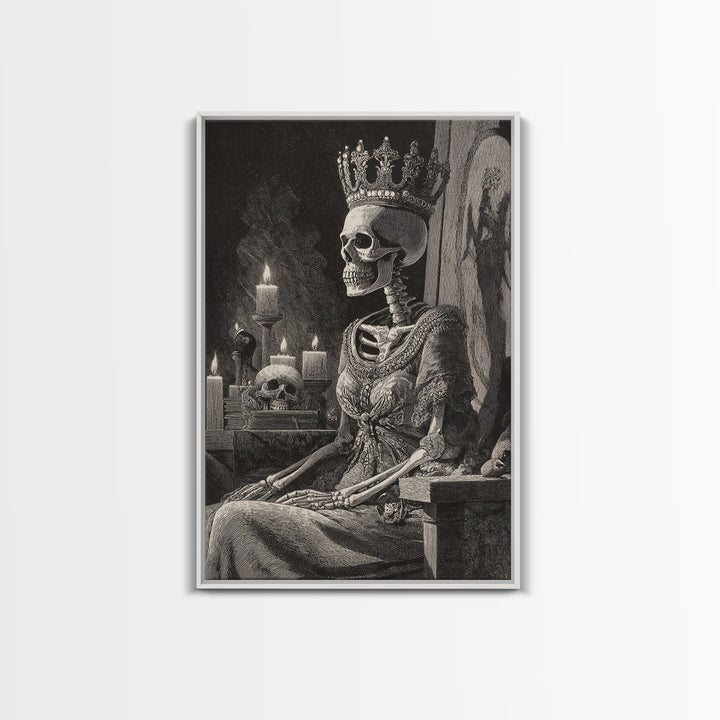 The Bone Queen, Victorian Macabre Art, Vertical Wall Art, Macabre Wall Art, Framed Canvas Print, Halloween Wall Art