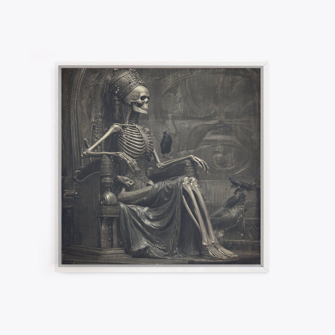 The Bone Queen, Biomechanical Horror Art, Square Wall Art, Dark Halloween Decor, Canvas Print, Halloween Wall Art, Statement Wall Art