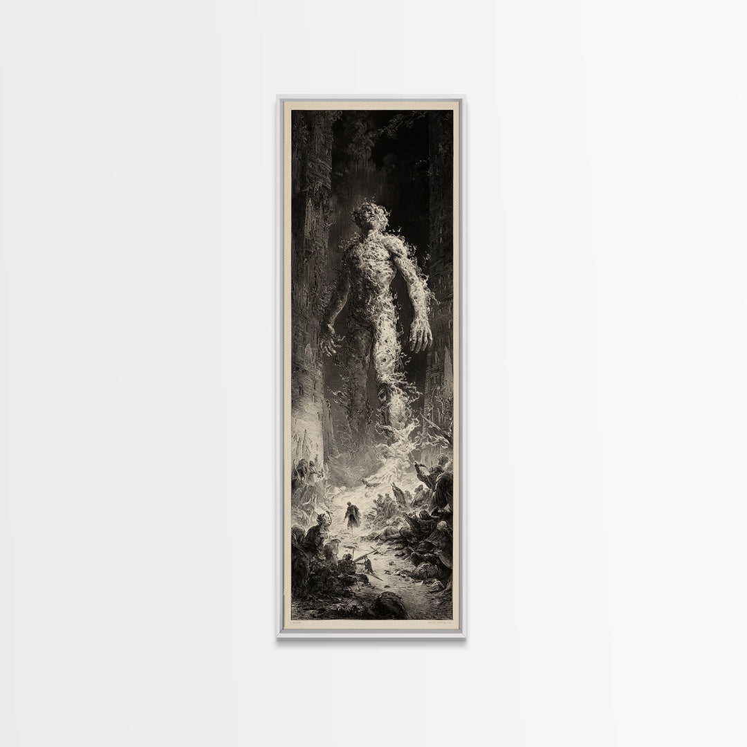 The Candlewax Man, Gothic Engraving Art, Tall Narrow Wall Art, Gothic Horror Wall Art, Framed Canvas Print, Halloween Wall Art