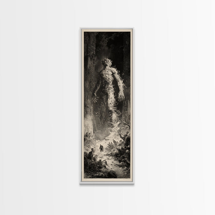 The Candlewax Man, Gothic Engraving Art, Tall Narrow Wall Art, Gothic Horror Wall Art, Framed Canvas Print, Halloween Wall Art