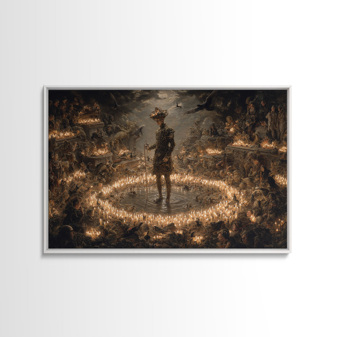 The Candlewax Man, Medieval Grotesque Art, Landscape Wall Art, Dark Fantasy Wall Art, Framed Canvas Print, Halloween Wall Art