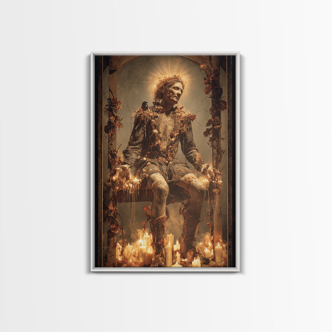 The Candlewax Man, Dark Renaissance Art, Vertical Wall Art, Dark Fantasy Wall Art, Canvas Print, Halloween Wall Art
