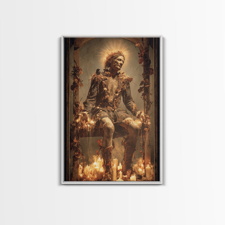 The Candlewax Man, Dark Renaissance Art, Vertical Wall Art, Dark Fantasy Wall Art, Canvas Print, Halloween Wall Art