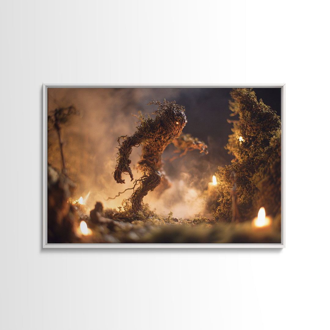 The Candlewax Man, Baroque Witchcraft Art, Landscape Wall Art, Macabre Wall Art, Framed Canvas Print, Halloween Wall Art