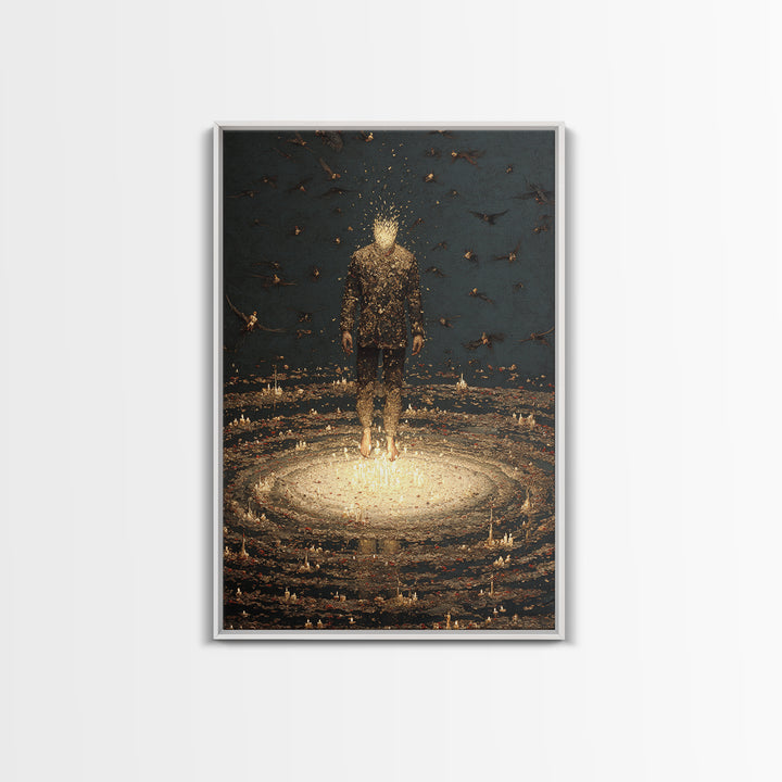 The Candlewax Man, Dark Romantic Horror Art, Vertical Wall Art, Macabre Wall Art, Framed Canvas Print, Halloween Wall Art