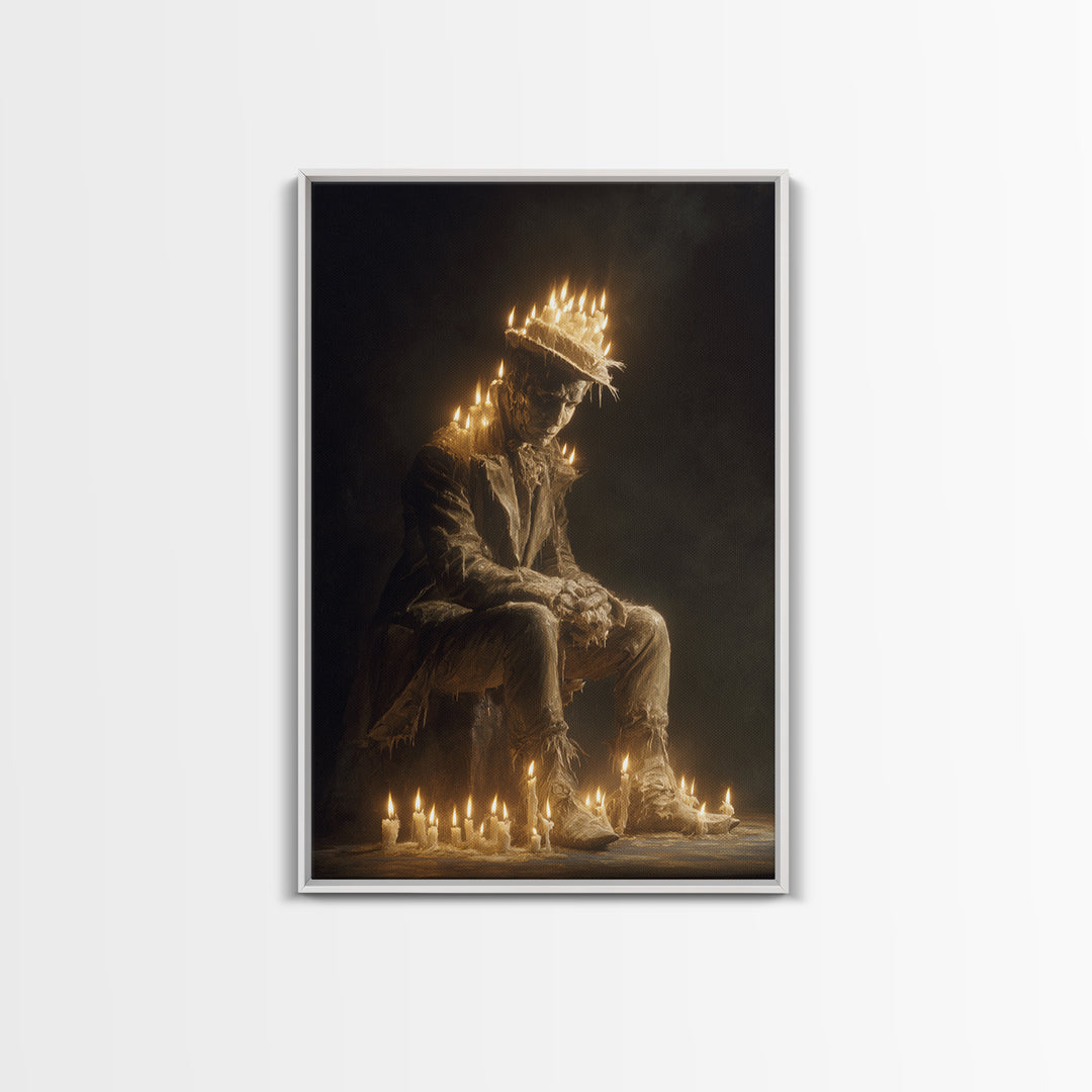 The Candlewax Man, Gothic Nightmare Art, Vertical Wall Art, Dark Halloween Decor, Framed Canvas Print, Halloween Wall Art