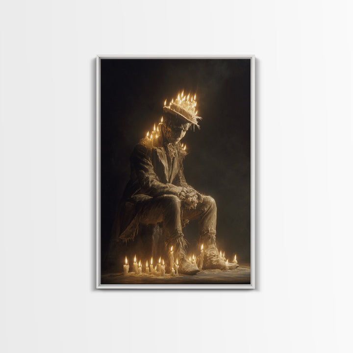The Candlewax Man, Gothic Nightmare Art, Vertical Wall Art, Dark Halloween Decor, Framed Canvas Print, Halloween Wall Art