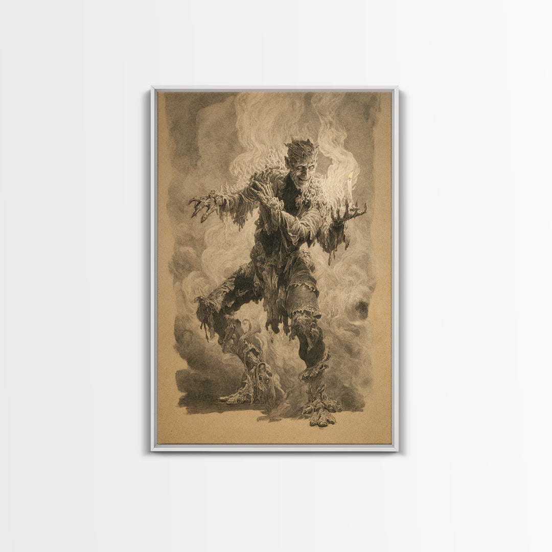 The Candlewax Man, Decadent Gothic Art, Vertical Wall Art, Dark Fantasy Wall Art, Framed Canvas Print, Halloween Wall Art