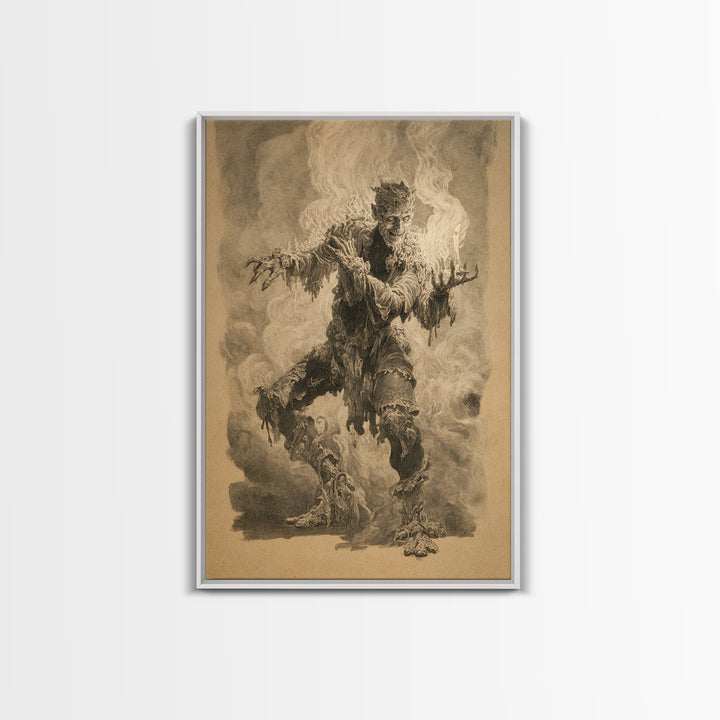 The Candlewax Man, Decadent Gothic Art, Vertical Wall Art, Dark Fantasy Wall Art, Framed Canvas Print, Halloween Wall Art