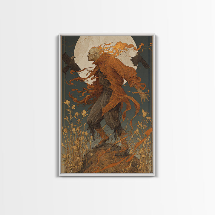 The Candlewax Man, Symbolist Death Art, Vertical Wall Art, Macabre Wall Art, Framed Canvas Print, Halloween Wall Art