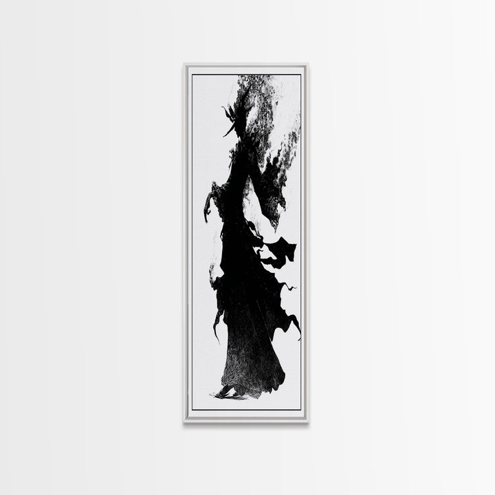 The Candlewax Man, Decadent Line Art, Vertical Wall Art, Dark Fantasy Wall Art, Framed Canvas Print, Halloween Wall Art
