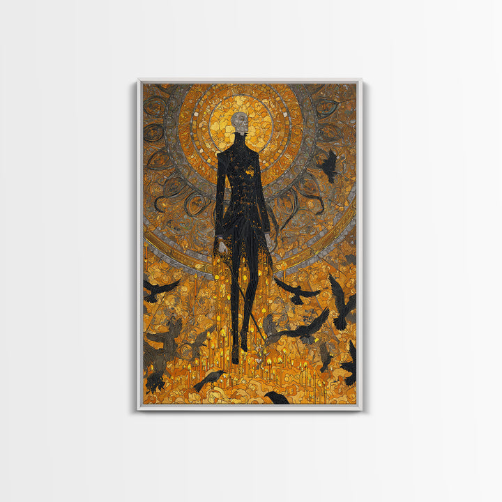 The Candlewax Man, Stained Glass Gothic Art, Vertical Wall Art, Gothic Horror Wall Art, Canvas Print, Halloween Wall Art, Halloween Decor