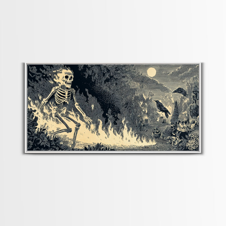 The Candlewax Man, Macabre Folk Print Art, Wide Panoramic Art, Dark Fantasy Wall Art, Canvas Print, Halloween Wall Art