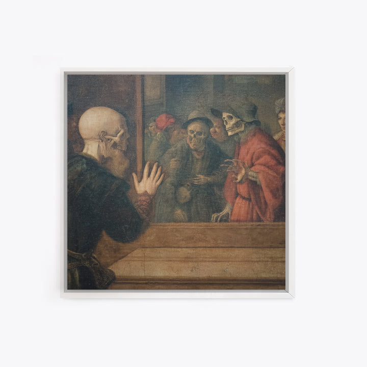 The Mirror Spirit, Danse Macabre Art, Square Wall Art, Dark Halloween Decor, Framed Canvas Print, Halloween Wall Art