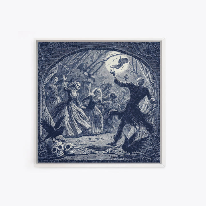 The Mirror Spirit, Macabre Folk Print Art, Square Wall Art, Dark Halloween Decor, Canvas Print, Halloween Wall Art