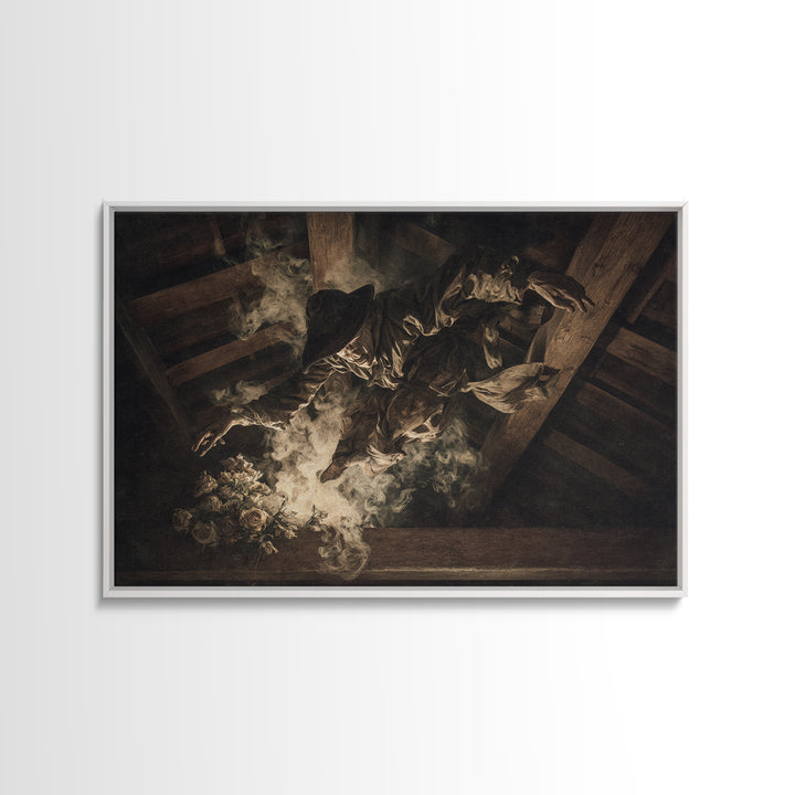 The Attic Whisperer, Dark Renaissance Art, Landscape Wall Art, Macabre Wall Art, Canvas Print, Halloween Wall Art