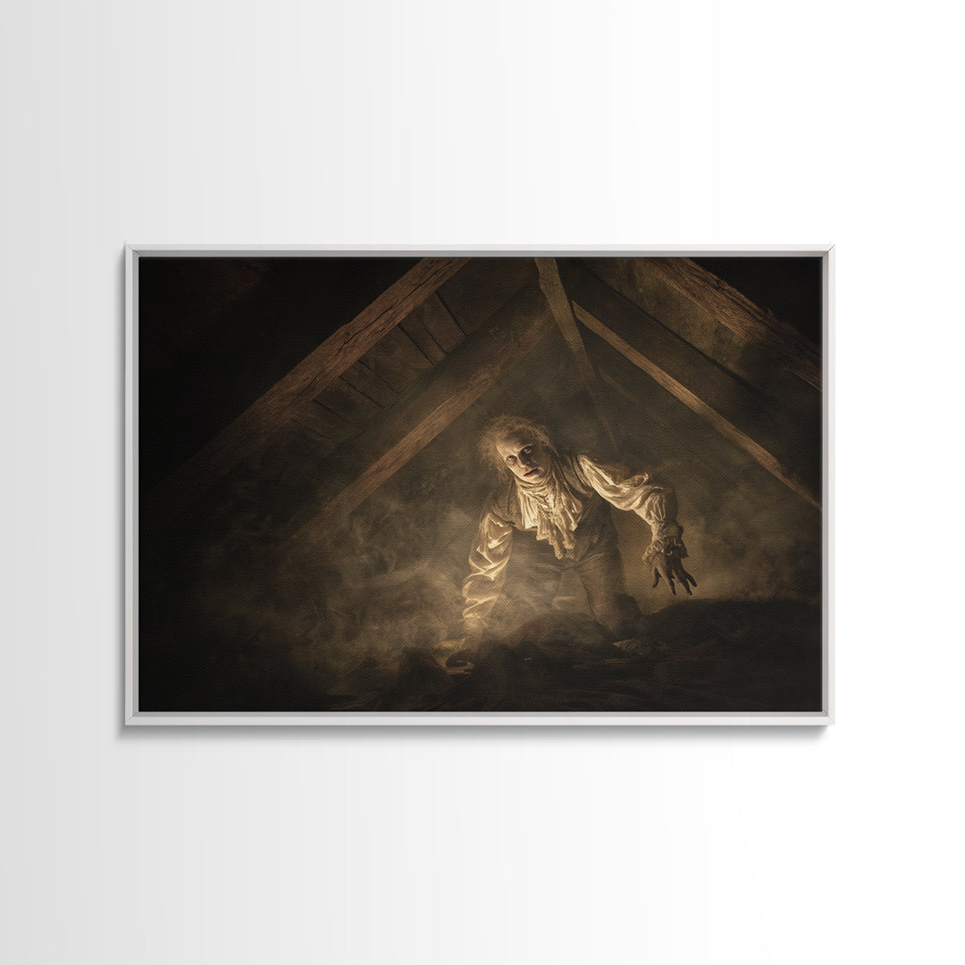 The Attic Whisperer, Gothic Nightmare Art, Landscape Wall Art, Gothic Horror Wall Art, Canvas Print, Halloween Wall Art