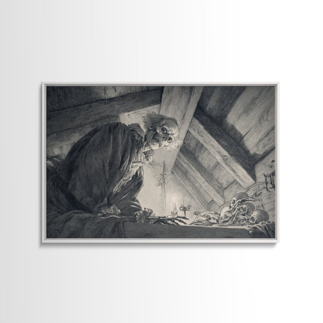 The Attic Whisperer, Decadent Gothic Art, Landscape Wall Art, Dark Halloween Decor, Canvas Print, Halloween Wall Art