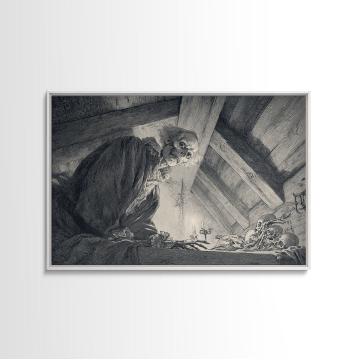 The Attic Whisperer, Decadent Gothic Art, Landscape Wall Art, Dark Halloween Decor, Canvas Print, Halloween Wall Art