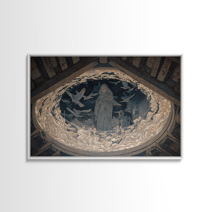 The Attic Whisperer, Symbolist Death Art, Landscape Wall Art, Macabre Wall Art, Canvas Print, Halloween Wall Art, Horror Wall Art