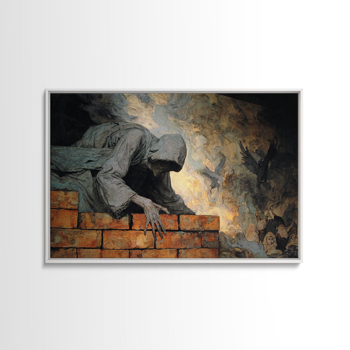 The Chimney Phantom, Dark Renaissance Art, Landscape Wall Art, Dark Fantasy Wall Art, Canvas Print, Halloween Wall Art