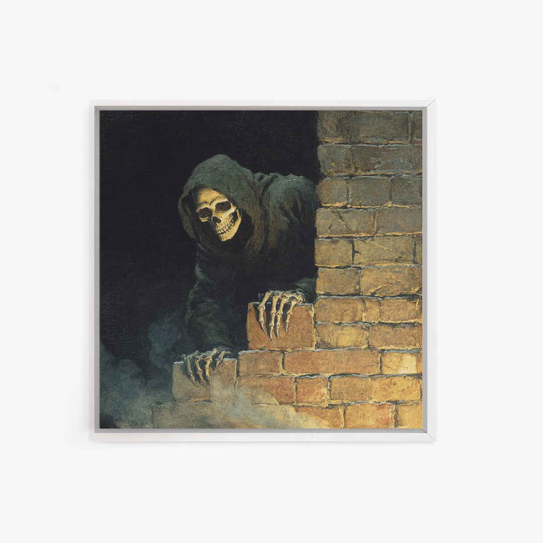 The Chimney Phantom, Danse Macabre Art, Square Wall Art, Gothic Horror Wall Art, Framed Canvas Print, Halloween Wall Art