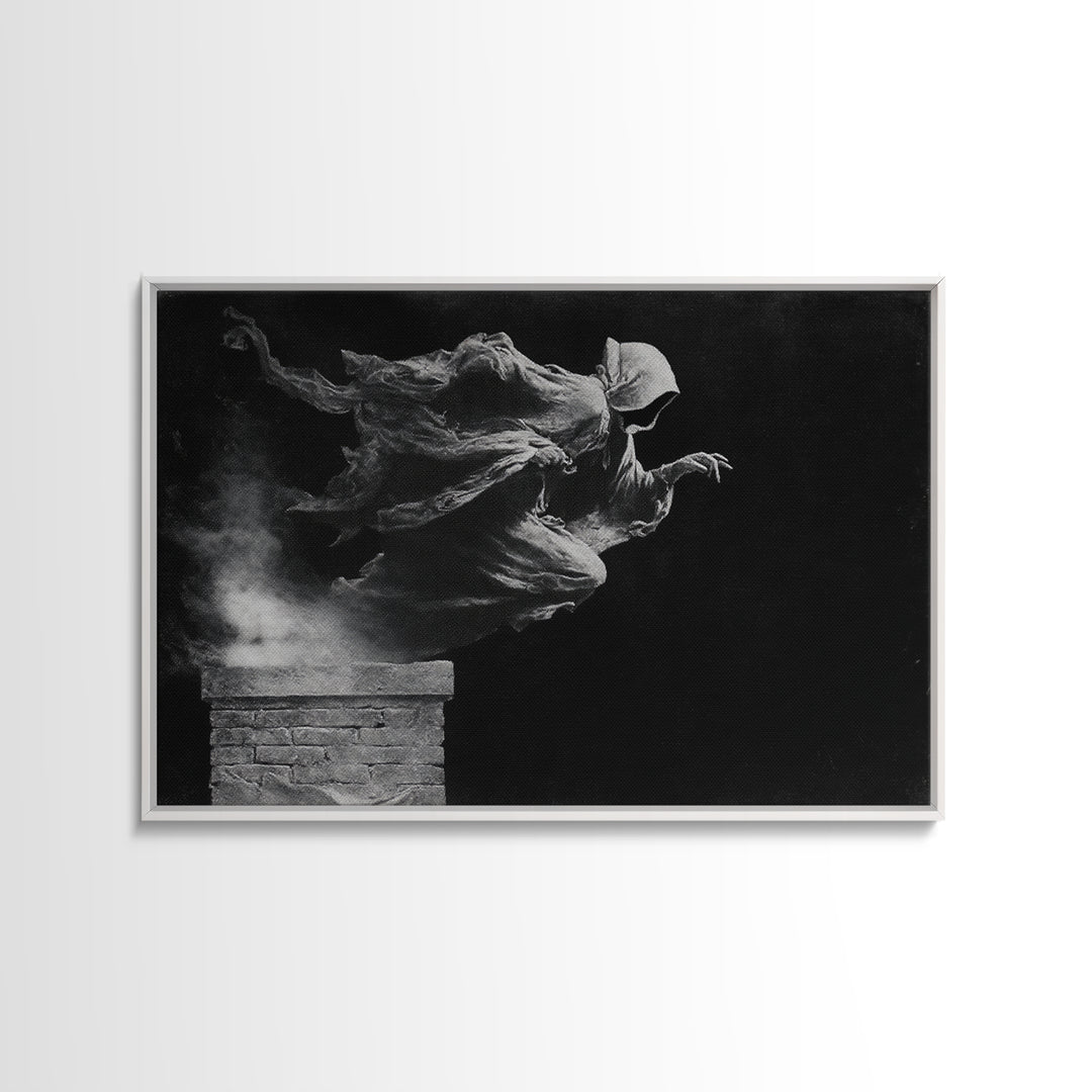 The Chimney Phantom, Symbolist Gothic Landscape, Landscape Wall Art, Dark Fantasy Wall Art, Framed Canvas Print, Halloween Wall Art