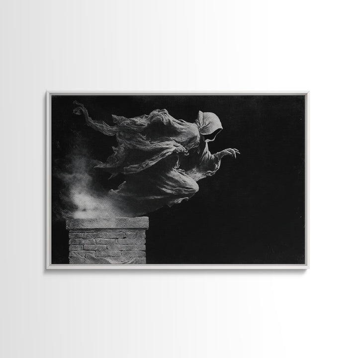 The Chimney Phantom, Symbolist Gothic Landscape, Landscape Wall Art, Dark Fantasy Wall Art, Framed Canvas Print, Halloween Wall Art