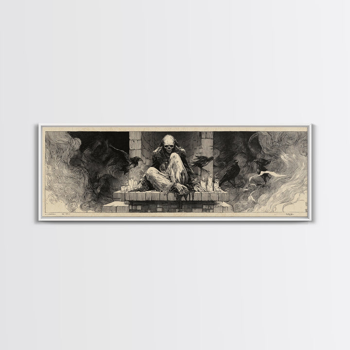 The Chimney Phantom, Decadent Gothic Art, Extra Wide Wall Art, Gothic Horror Wall Art, Framed Canvas Print, Halloween Wall Art