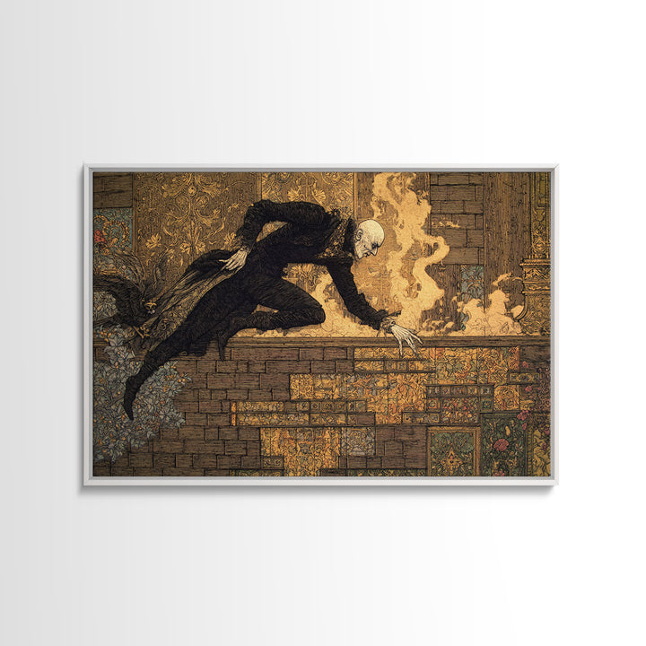 The Chimney Phantom, Stained Glass Gothic Art, Landscape Wall Art, Gothic Horror Wall Art, Canvas Print, Halloween Wall Art