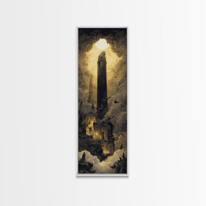 The Chimney Phantom, Surreal Apocalyptic Art, Tall Narrow Wall Art, Gothic Horror Wall Art, Canvas Print, Halloween Wall Art