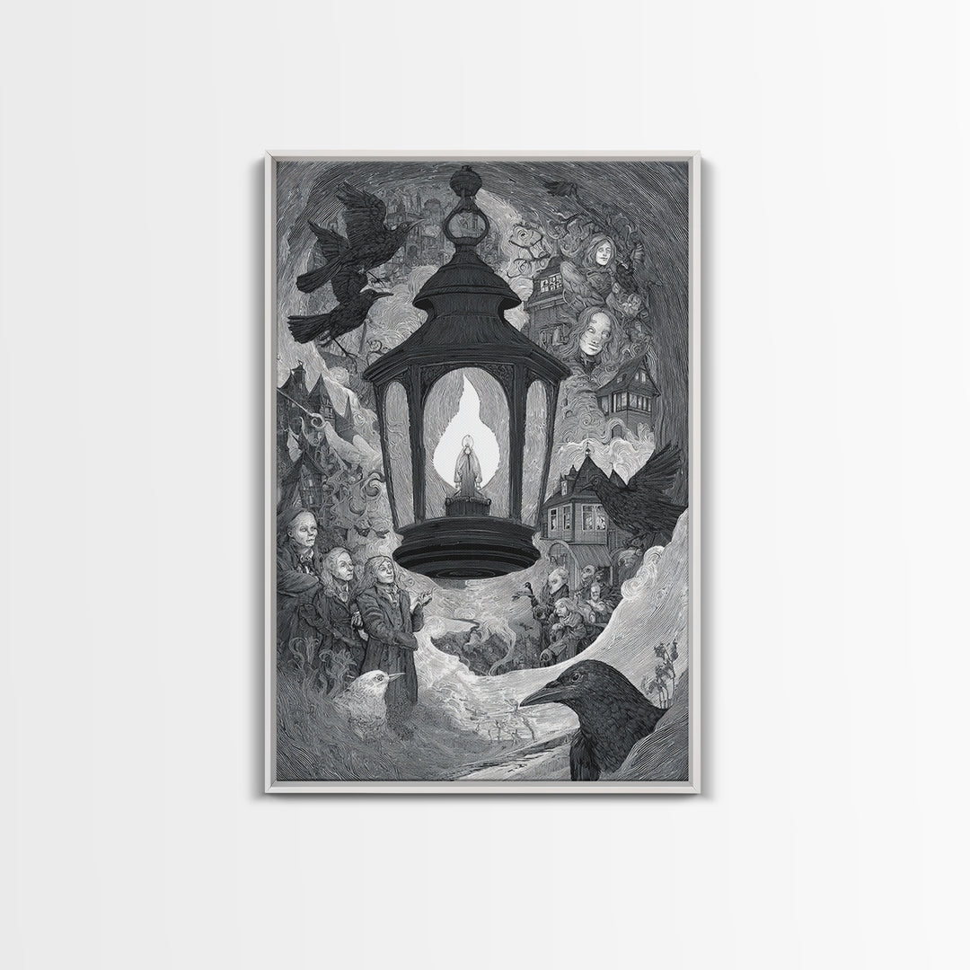 The Lantern Specter, Victorian Macabre Art, Vertical Wall Art, Dark Fantasy Wall Art, Canvas Print, Halloween Wall Art