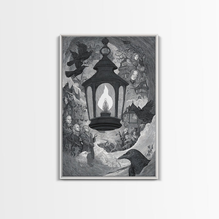The Lantern Specter, Victorian Macabre Art, Vertical Wall Art, Dark Fantasy Wall Art, Canvas Print, Halloween Wall Art