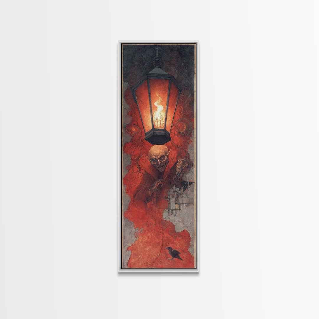 The Lantern Specter, Surreal Apocalyptic Art, Tall Narrow Wall Art, Gothic Horror Wall Art, Canvas Print, Halloween Wall Art